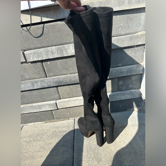 Black suede size 8 knee high boots - Picture 2 of 5